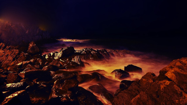 Mountain rocks water brightlight autumn free wallpaper for desktop - medium preview image