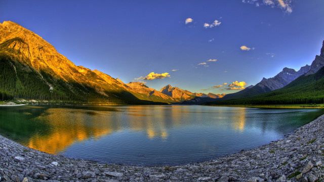 Lake mountains rocks sky sun #2 free wallpaper for desktop - medium preview image
