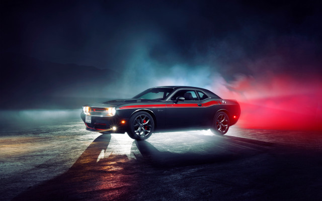 Black red car night fog free wallpaper for desktop - medium preview image