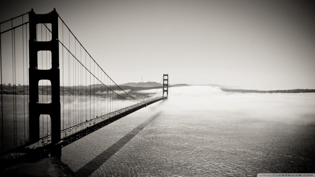 Golden gate bridge black white free wallpaper for desktop - medium preview image