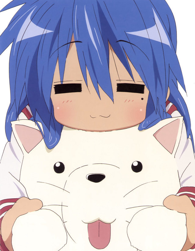 Blue hair holding white cat free wallpaper for mobile - medium preview image