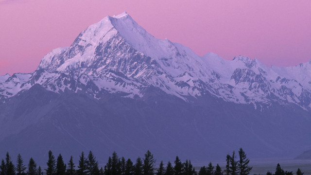 Mountain range pink sky forest #3 free wallpaper for desktop - medium preview image