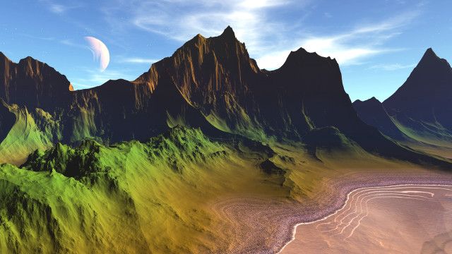 Mountain range moon river forest free wallpaper for desktop - medium preview image