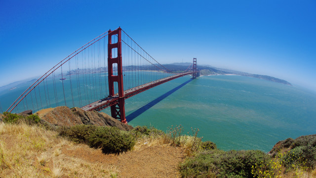 Golden gate bridge hilltop blue free wallpaper for desktop - medium preview image