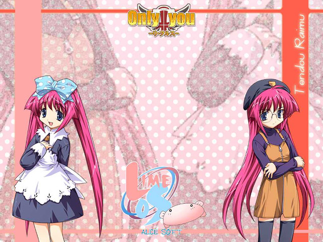 Two pink haired girls blue free wallpaper for desktop - medium preview image