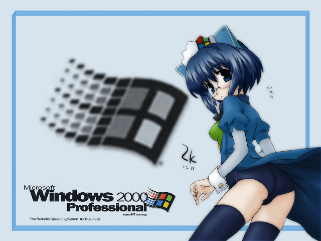 Girl blue dress window logo free wallpaper for desktop - medium preview image