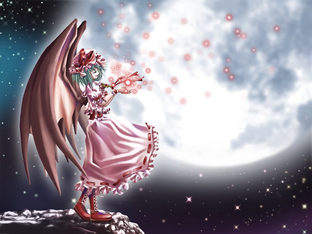 Fairy pink dress wings moon free wallpaper for desktop - medium preview image