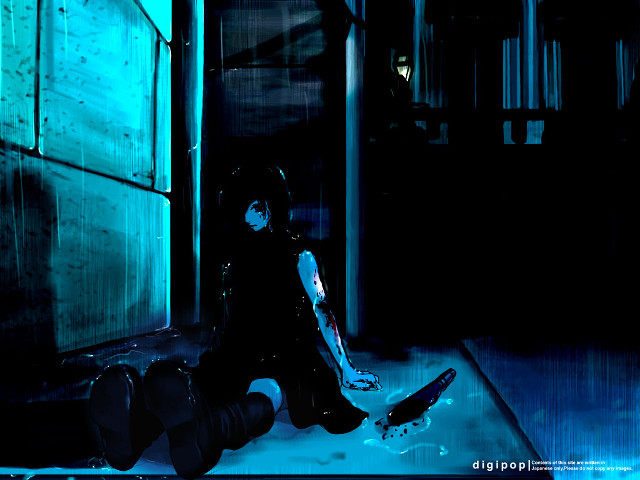 Gothic cyberpunk anime skateboard blue free wallpaper for desktop - medium preview image
