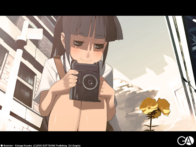 Girl camera flower building screenshot free wallpaper for desktop - medium preview image
