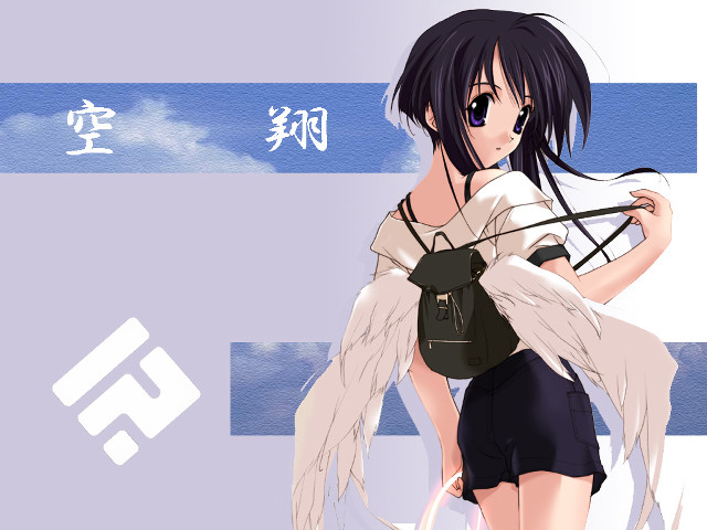 Angel wings girl backpack blue free wallpaper for desktop - medium preview image