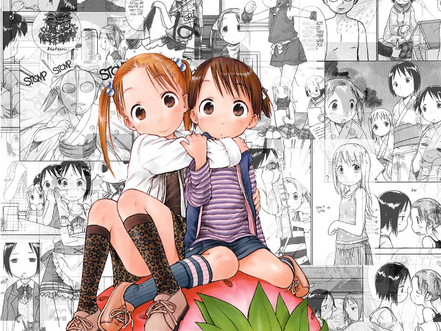 Couple strawberry illustration manga girls free wallpaper for desktop - medium preview image