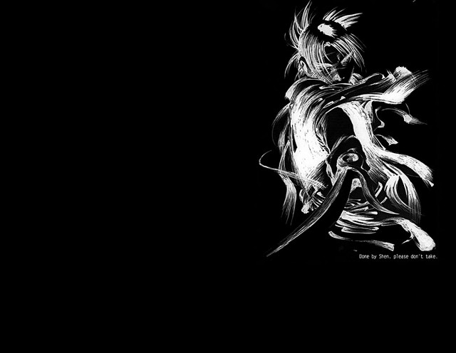 Black white person sword demon free wallpaper for desktop - medium preview image