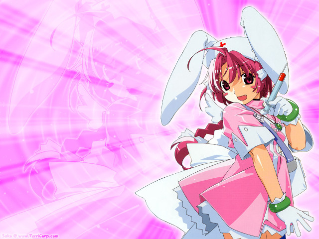Pink dress bunny ears hologram free wallpaper for desktop - medium preview image