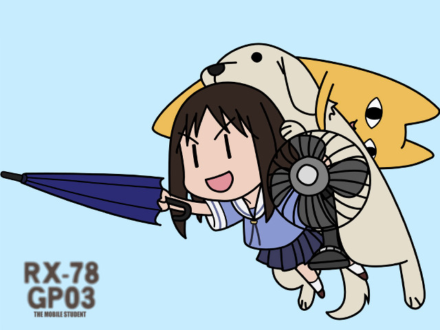 Cartoon girl dog umbrella kyoani free wallpaper for desktop - medium preview image