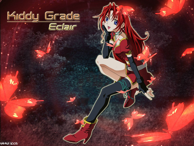 Red haired girl flying butterflies free wallpaper for desktop - medium preview image