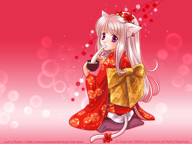 Geisha coffee cellphone anime cat free wallpaper for desktop - medium preview image