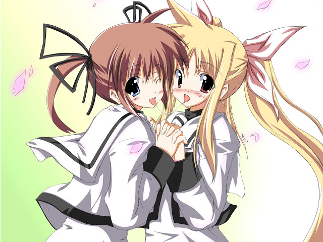 Anime girls hugging clocktower pink free wallpaper for desktop - medium preview image