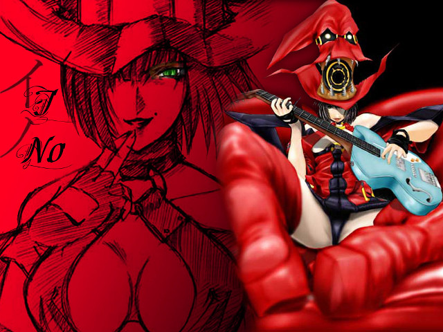 Red guitar demon girl anime free wallpaper for desktop - medium preview image