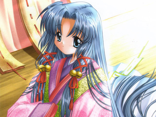 Anime girl blue hair pink free wallpaper for desktop - medium preview image