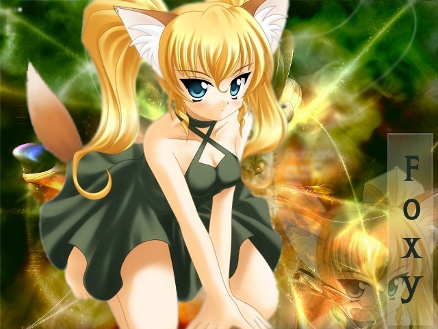Anime girl cat costume sitting free wallpaper for desktop - medium preview image