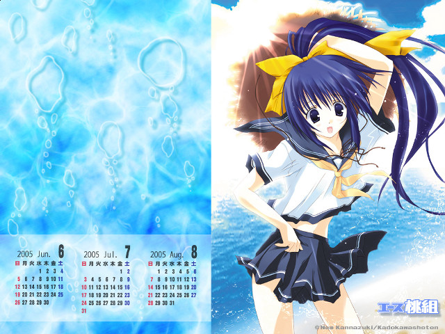 Blue bubbles sailor girl illustration free wallpaper for desktop - medium preview image
