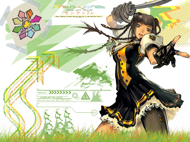 Woman sword dress flower pattern free wallpaper for desktop - medium preview image