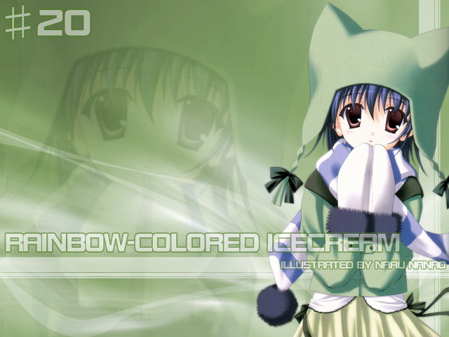 Anime cat hood green background free wallpaper for desktop - medium preview image
