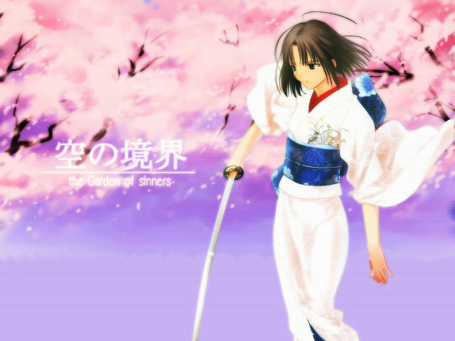 Woman kimono sword snow cherry free wallpaper for desktop - medium preview image