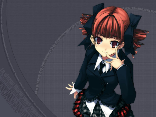Anime girl red hair black #2 free wallpaper for desktop - medium preview image