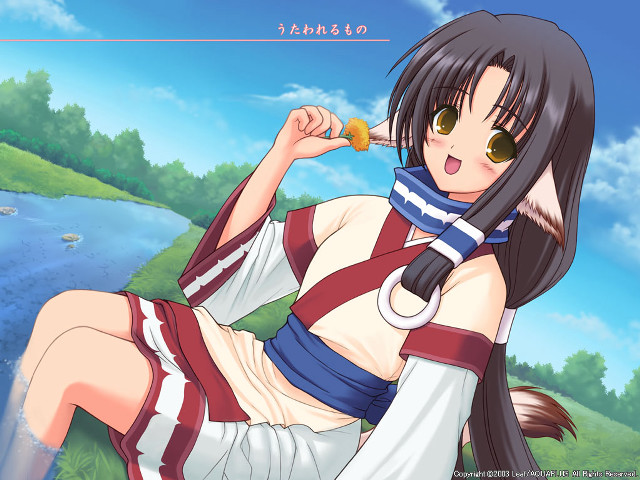 Girl uniform eating donut nature free wallpaper for desktop - medium preview image