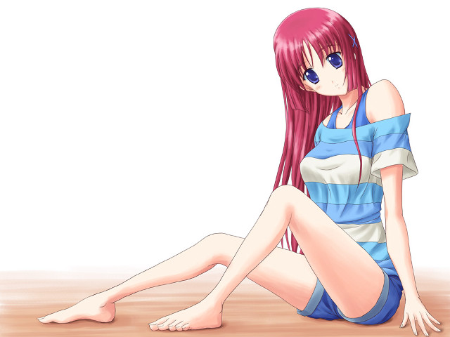 Pink haired girl headphones blue free wallpaper for desktop - medium preview image