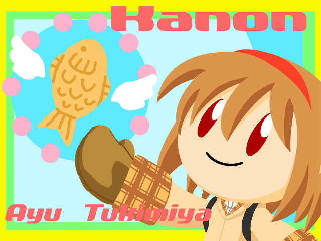 Girl cookie bird fish yellow free wallpaper for desktop - medium preview image