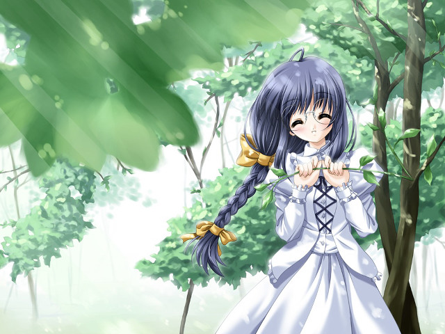 Girl white dress flower forest free wallpaper for desktop - medium preview image