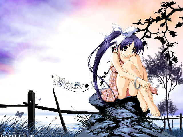 Girl sitting on rock sword free wallpaper for desktop - medium preview image