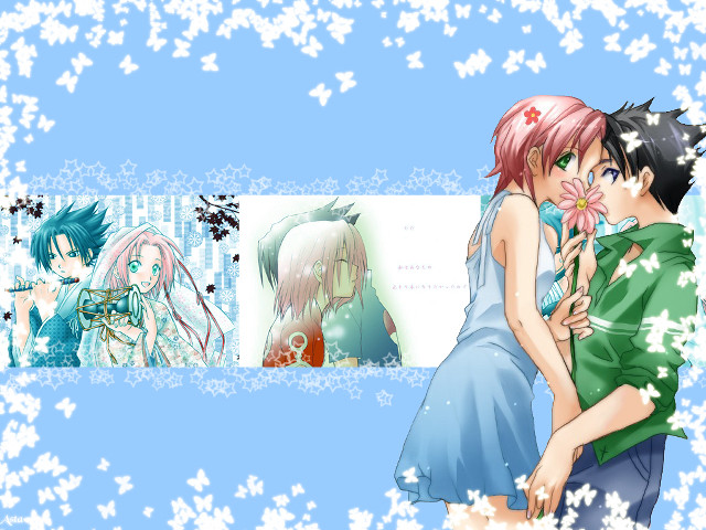 Anime couple snowflakes stars lyco free wallpaper for desktop - medium preview image