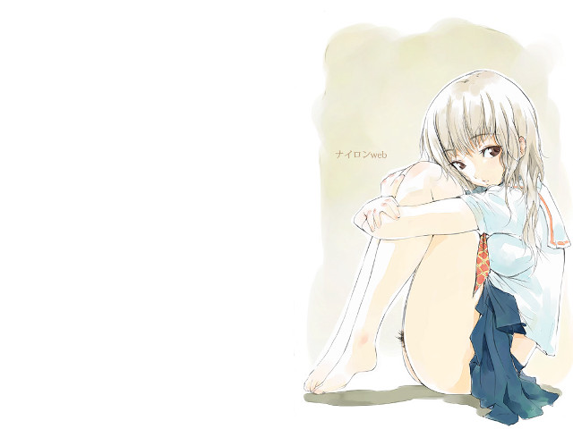 Woman sitting crossed legs anime free wallpaper for desktop - medium preview image