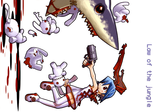 Blue shark gun rabbit blood free wallpaper for desktop - medium preview image