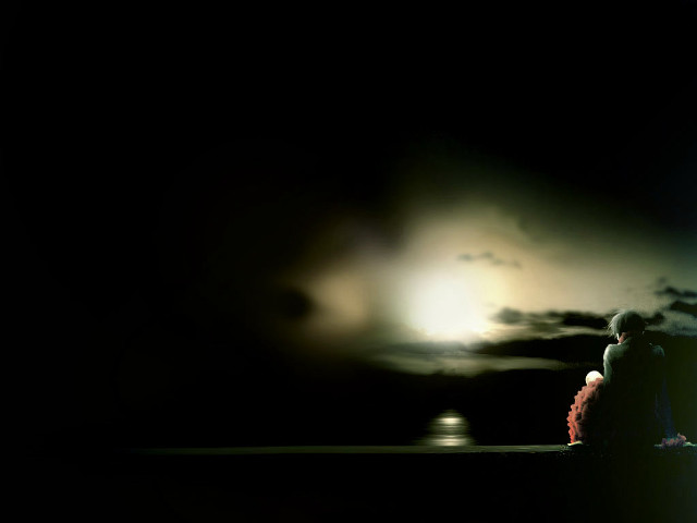 Man woman ledge night full free wallpaper for desktop - medium preview image