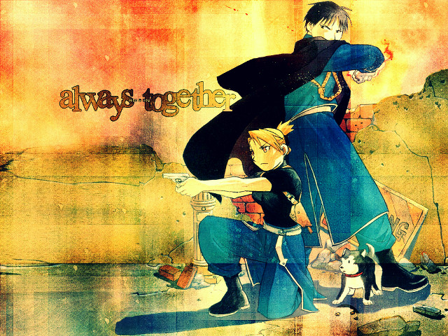 Anime couple dog military sunset free wallpaper for desktop - medium preview image