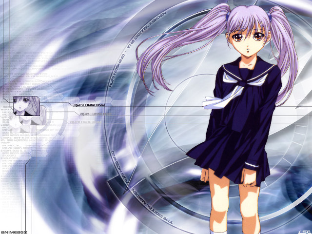 Anime girl blue dress circular free wallpaper for desktop - medium preview image