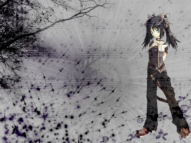 Anime gothic longhair tree blood free wallpaper for desktop - medium preview image