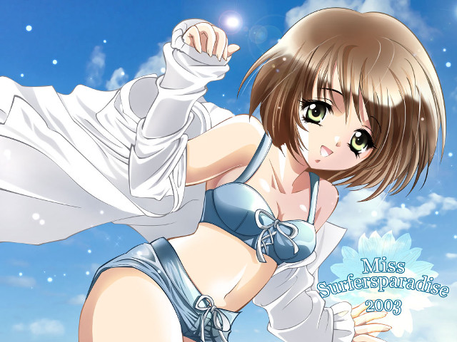 Woman bikini blue sky clouds free wallpaper for desktop - medium preview image