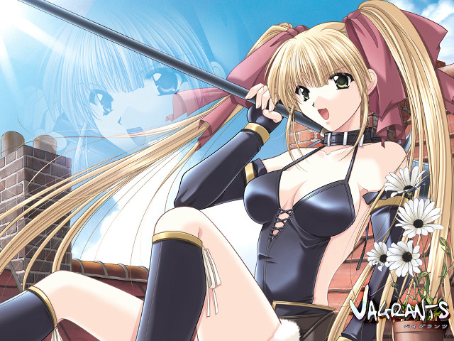 Cosplay woman sword portrait blonde free wallpaper for desktop - medium preview image