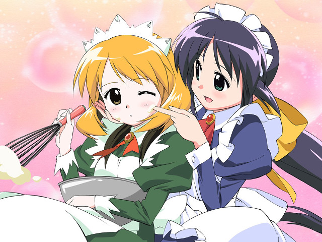 Anime girls bed pink sky free wallpaper for desktop - medium preview image