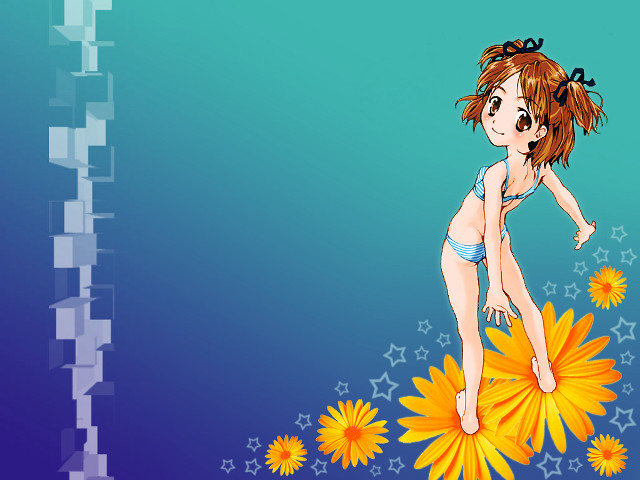 Girl bikini flower star blue free wallpaper for desktop - medium preview image