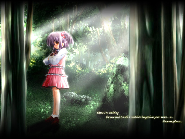 Red dress girl bamboo forest free wallpaper for desktop - medium preview image