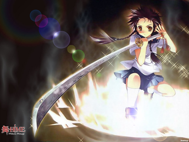 Anime swordfire bubbles lights rayonism free wallpaper for desktop - medium preview image