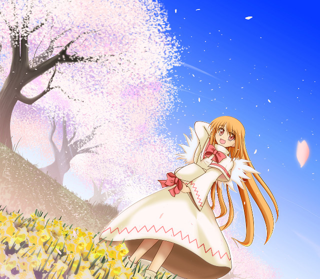 Girl dress flower field anime free wallpaper for tablet - medium preview image