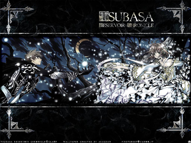 Snowy forest anime couple moon #2 free wallpaper for desktop - medium preview image