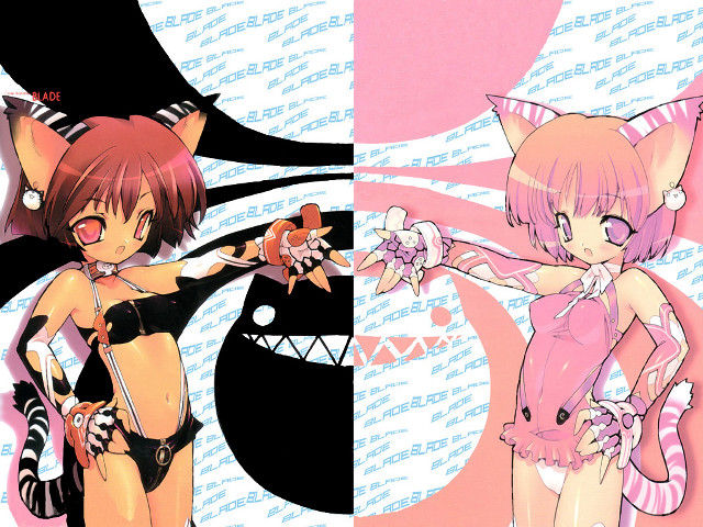 Anime girls cat tiger animal free wallpaper for desktop - medium preview image